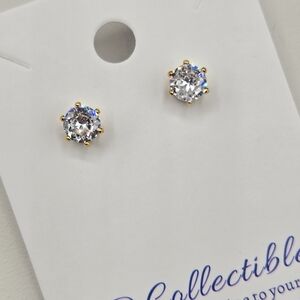 New Stud Earrings Made with Swarovski Crystals Gold Overlay Hypoallergenic NWOT